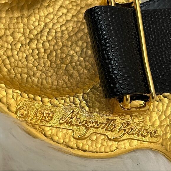 Margarita Barrera Vintage Signed Gold Bow Buckle Belt OS - Picture 6 of 9